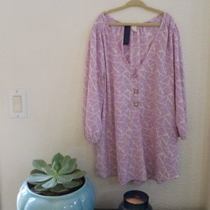 Lavender printed 3/4 sleeve blouse